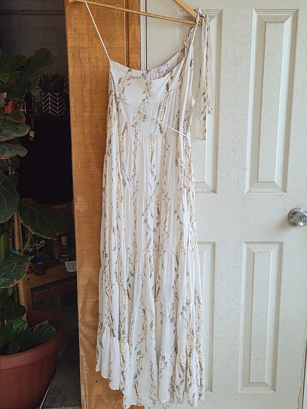 Olivaceous One Shoulder Maxi Dress